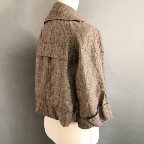 Silk Culture Tan Cropped Zip Up Coat - Picture 5 of 6